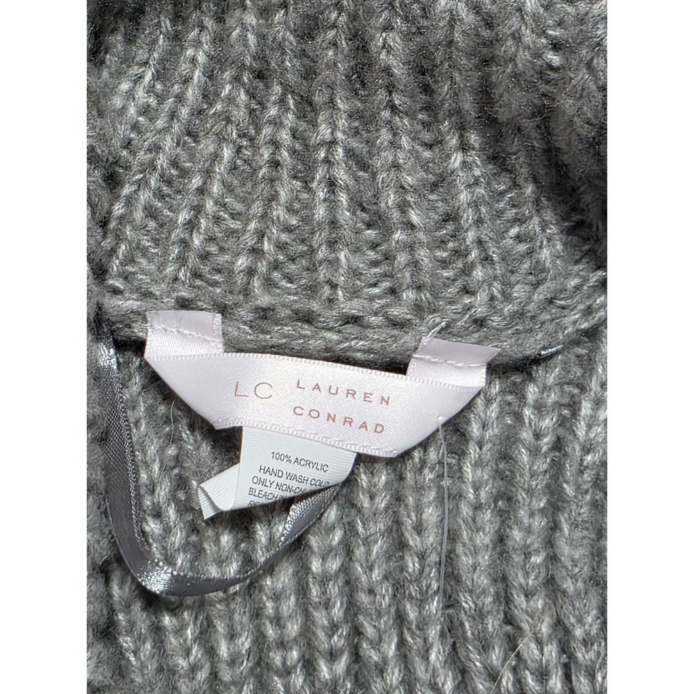 Lauren Conrad Grey Knit Turtleneck Poncho WLC74LP05 OS Grey Cape Sweater - Picture 4 of 11